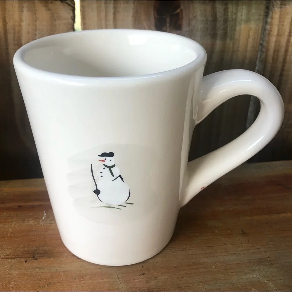 Set of 4 Williams Sonoma 2003 Retired Holiday Snowman Pattern 10oz Coffee Mugs